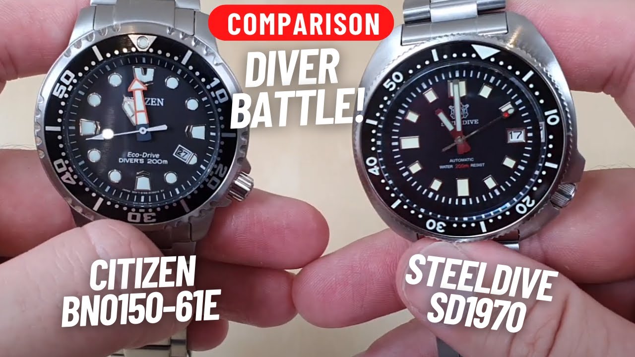 COMPARISON: CITIZEN BN0150-61E 44MM SOLAR DIVER VS STEELDIVE 1970 44MM DIVE WATCH