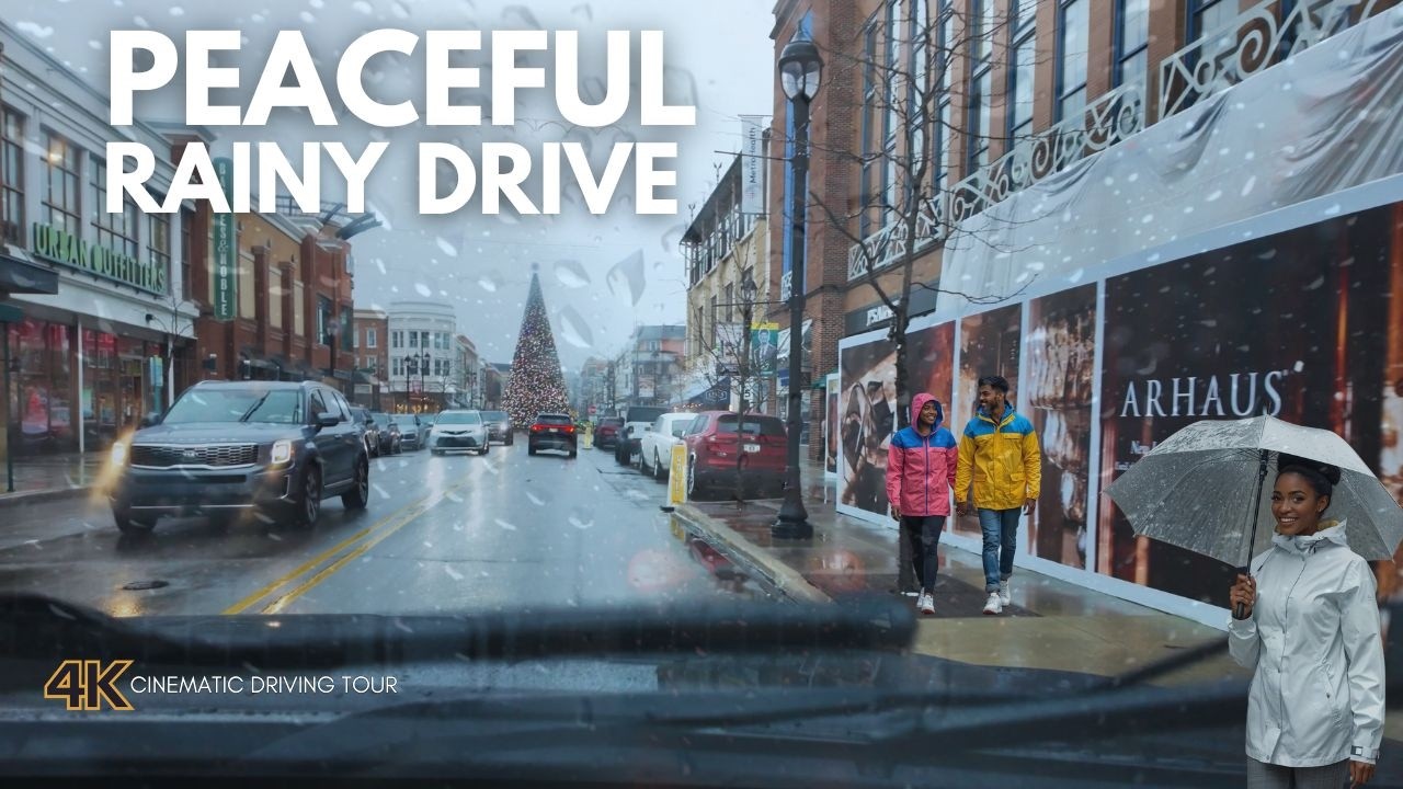Rainy Drive to Cleveland's Crocker Park in 4K HDR ASMR