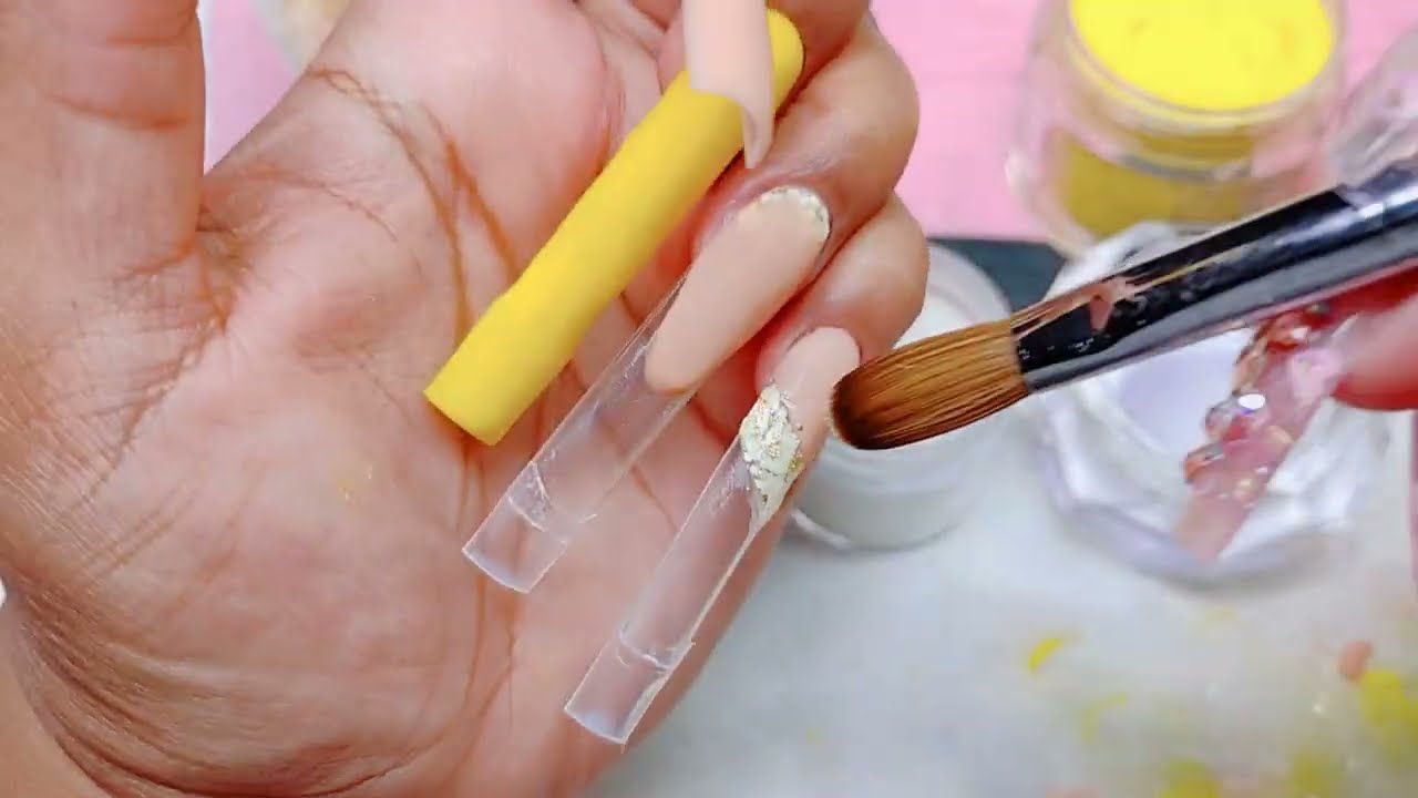 HONEY BEE XXL ACRYLIC NAILS🍯🐻/ HOW I FILE XXL NAILS