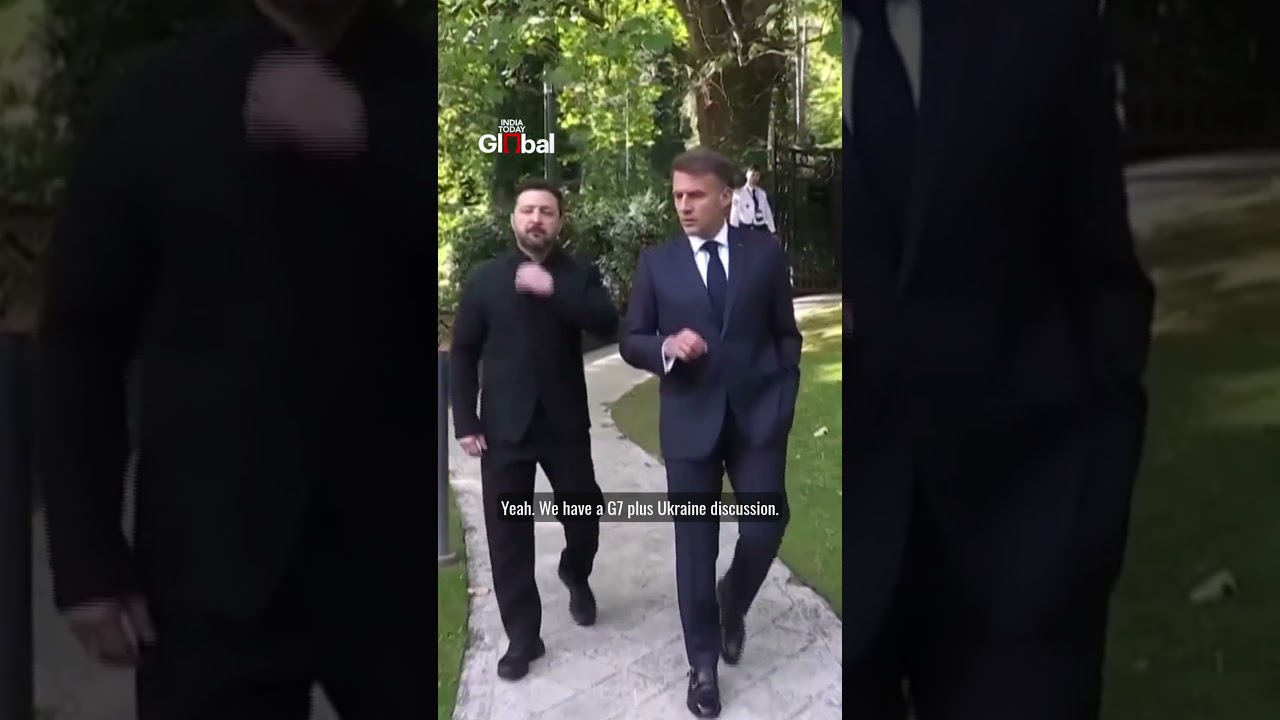 Забытый включенным микрофон на G7: разговор Макрона и Зеленского породил слухи о встрече с Трампо...