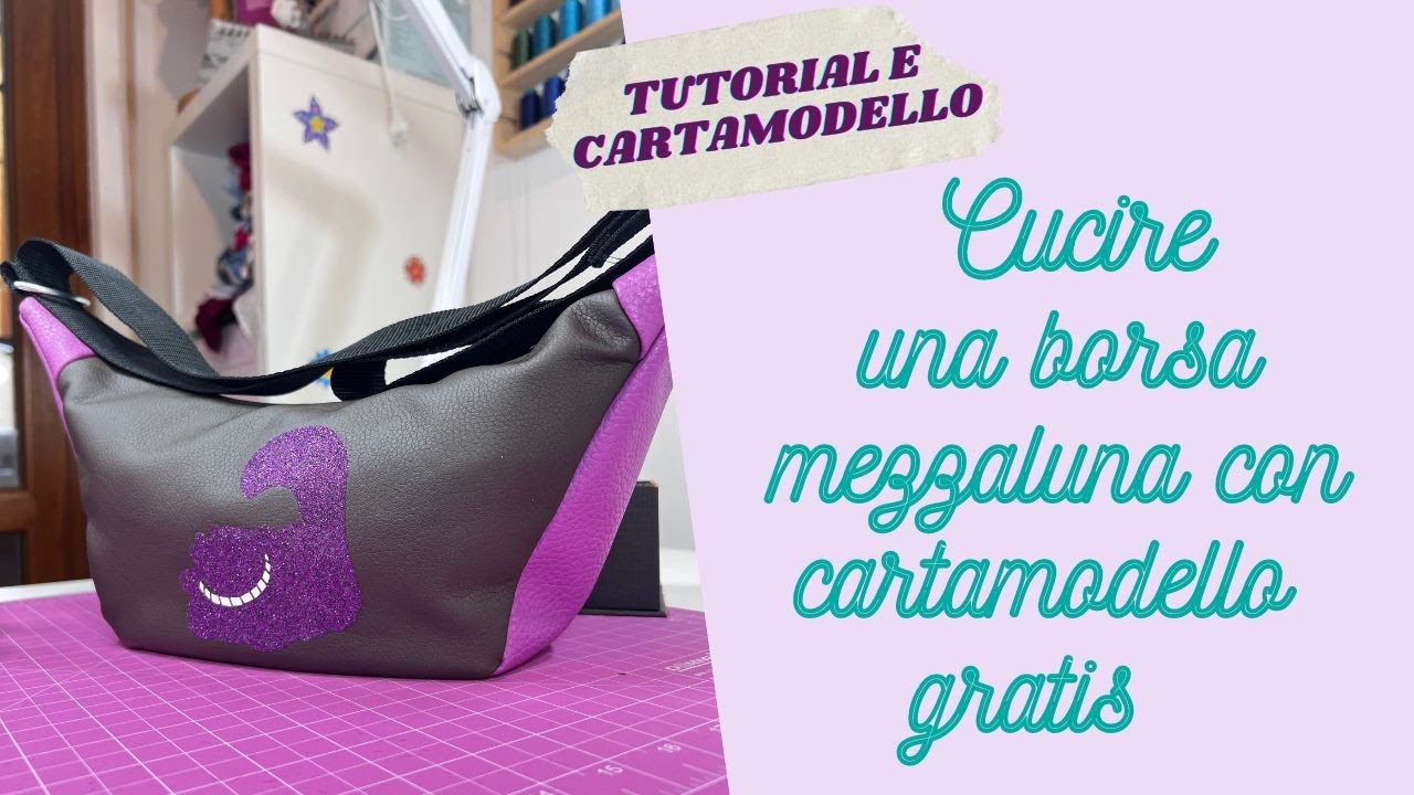 Tutorial e cartamodello GRATUITO borsa mezza luna, la mia prima borsa in simil pelle! Con Necchi C35