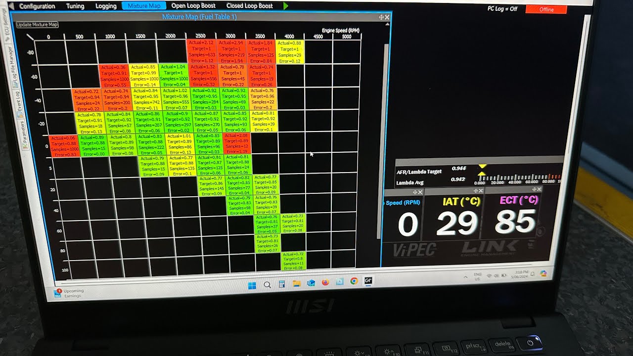 How to log Link Ecu data in PCLink + Bonus feature - Mixture Map (why you should run a wideband)
