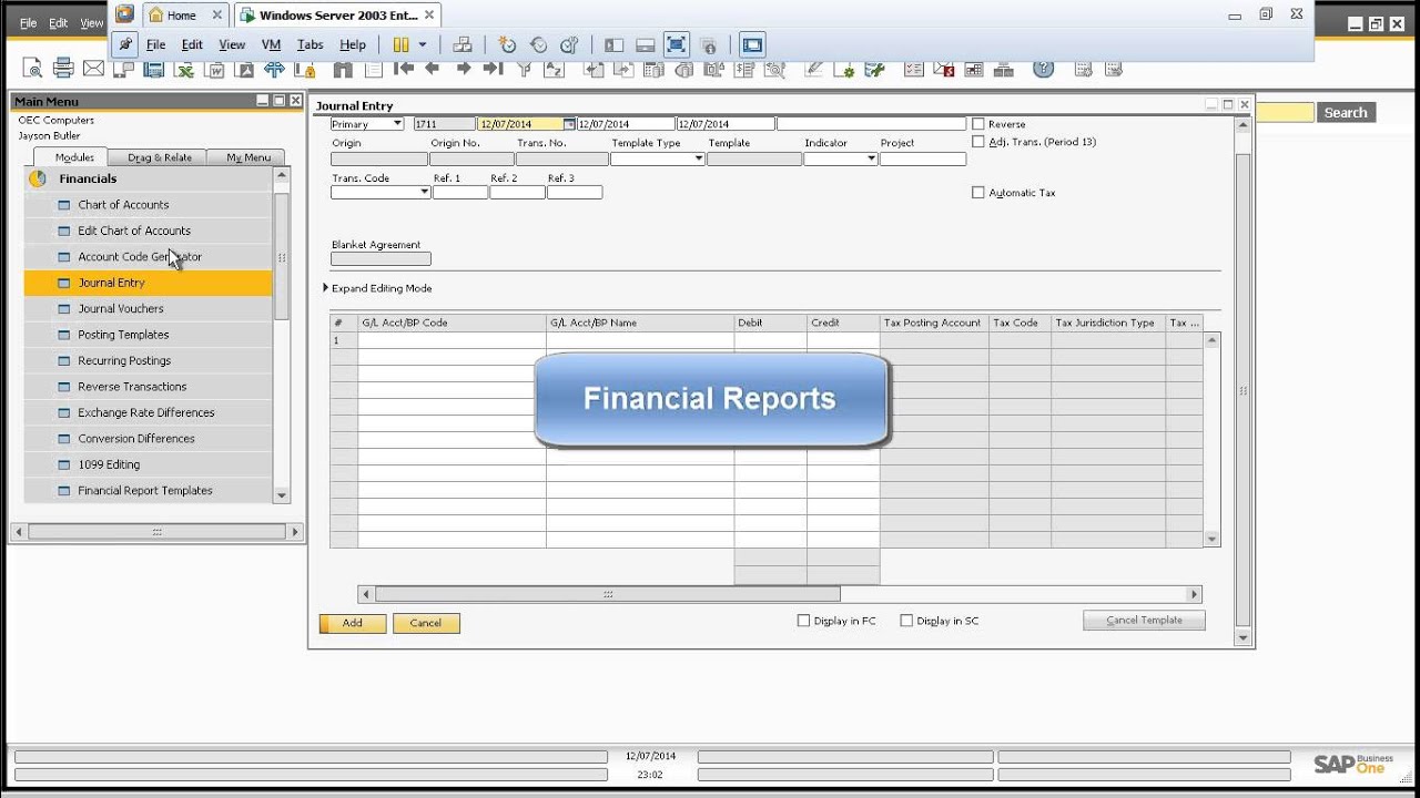 [SAP B1] [Financials] Journal Entry -  Financial Repost