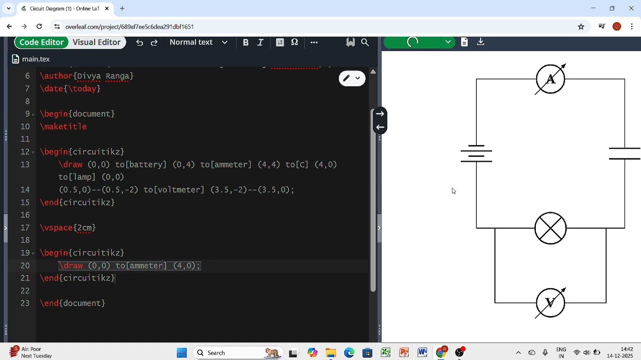 How to Draw Electrical Circuit Diagram in LaTeX using Circuitikz | Overleaf LaTeX 