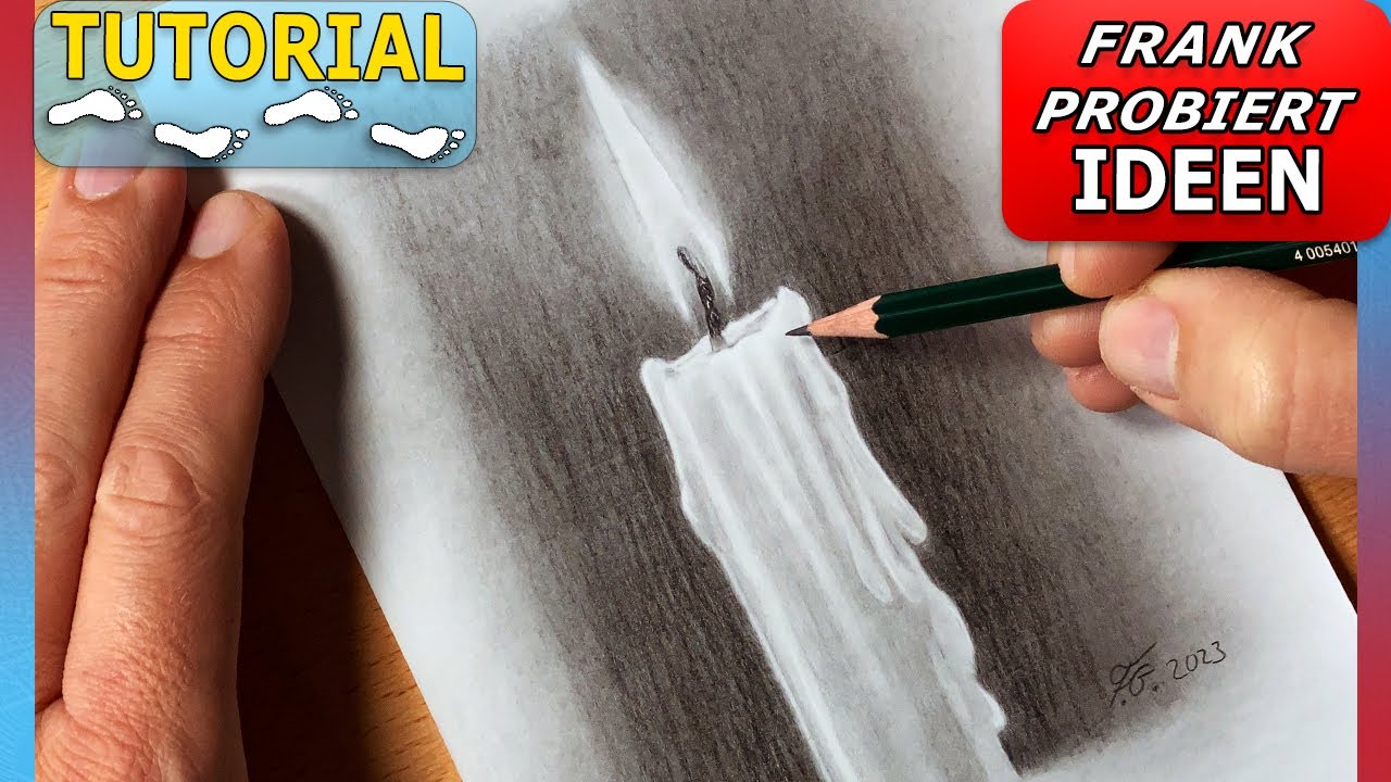 Kerze zeichnen und auch die Flamme zeichnen - Leichtes Schritt für Schritt Tutorial für Anfänger