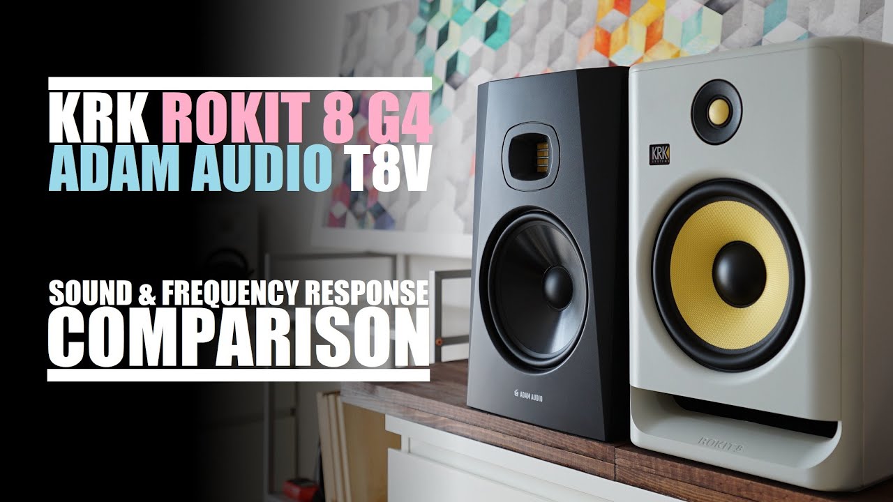 Adam Audio T8V против KRK Rokit 8 G4 || Сравнение звука и частотных характеристик