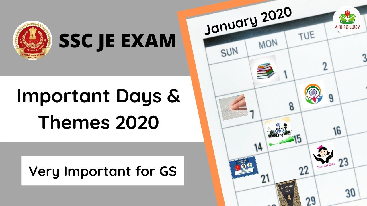 Important Days & Their Themes | January 2020 | Current Affairs 2020 | For All Competitive Exams