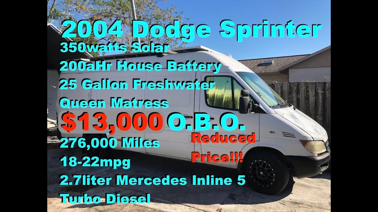 Sprinter T1N Camper Van 2500 SHC Dodge Mercedes 2004 года выпуска ПРОДАЕТСЯ в Центральной Флориде, 13&nbsp;000 долларов США, на руки.