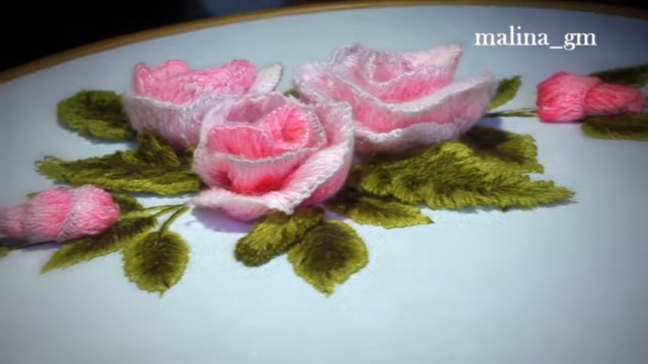 STUMPWORK Hand Embroidery How to embroider leaves for a rose