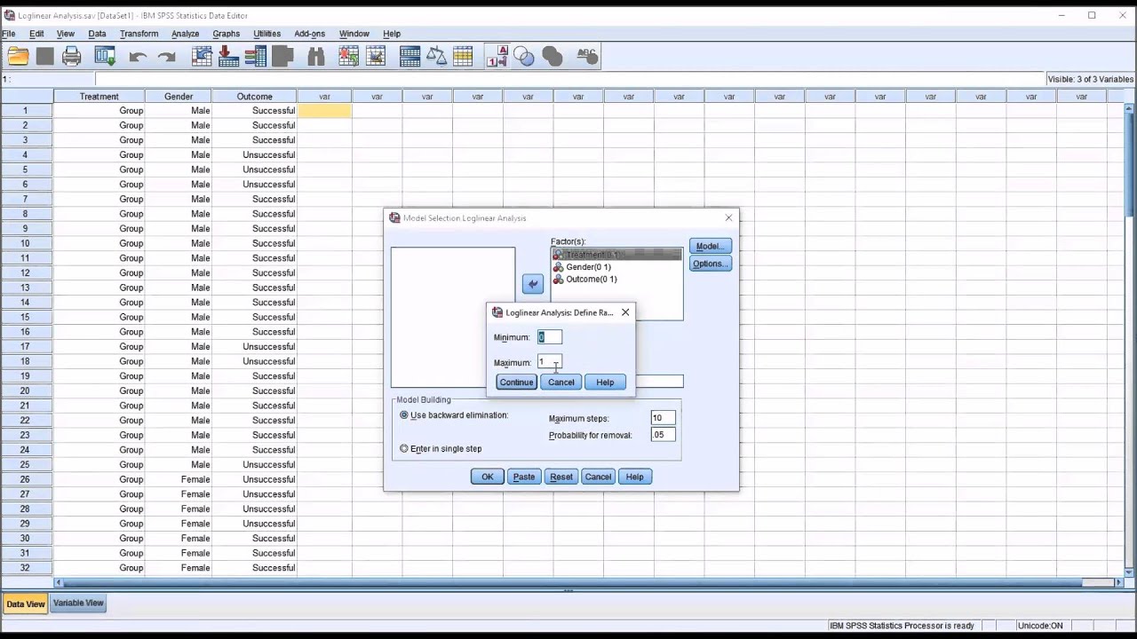 Loglinear Analysis in SPSS with Assumption Testing