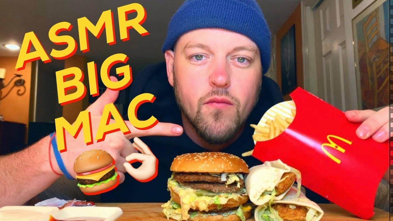 ASMR EATING MCDONALDS DOUBLE BIG MAC FRIES AND WRAPS