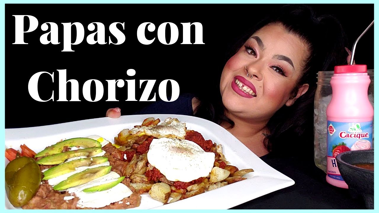 Mexican Breakfast Mukbang | Chorizo + Potatoes + Eggs + Refried Beans
