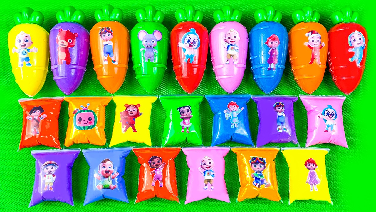 Cocomelon Slime 🌈 Finding Hidden Slime Carrots & Mini Bags Coloring with Pinkfong! Satisfying ASMR