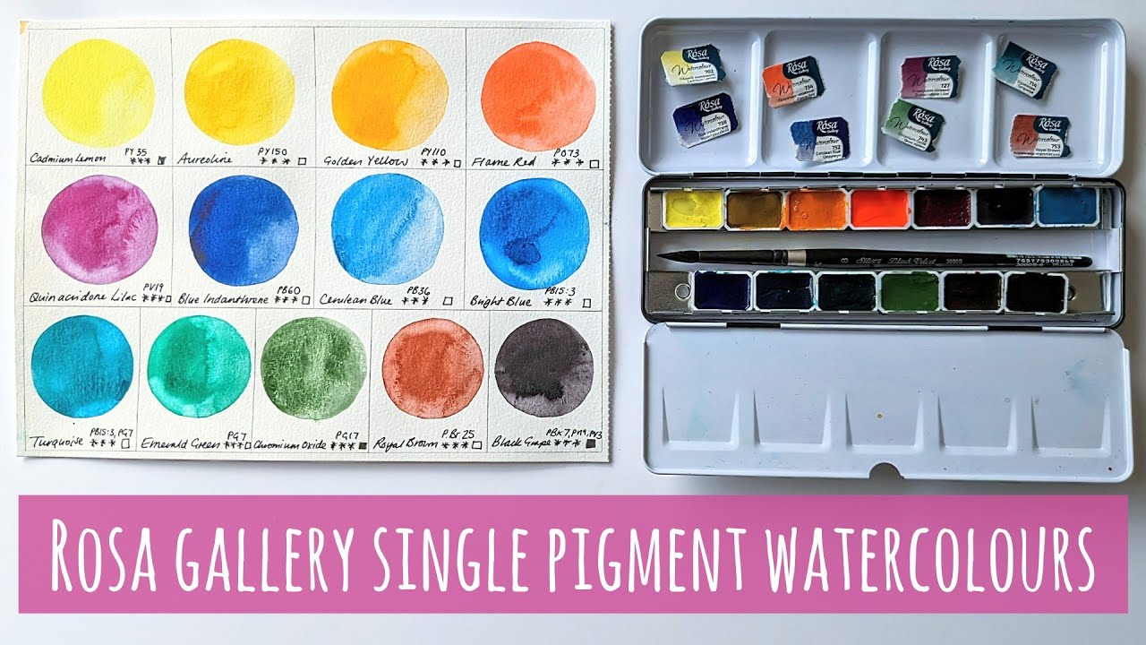 Swatch & Review of Rosa Gallery Monopigmented/Single Pigment Watercolour Paints (mainly!)