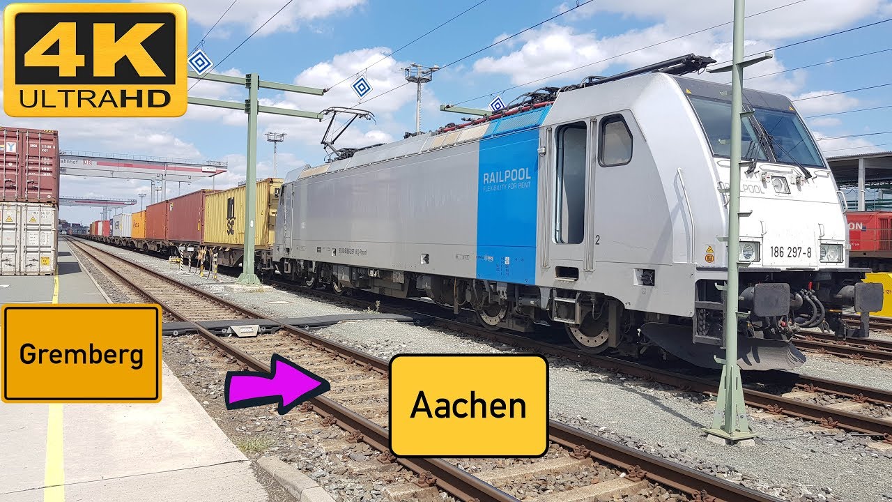 【4K】 Führerstandsmitfahrt Gremberg GBF nach Aachen West  über Köln Süd,West ,Horrem,Düren,Langerweh
