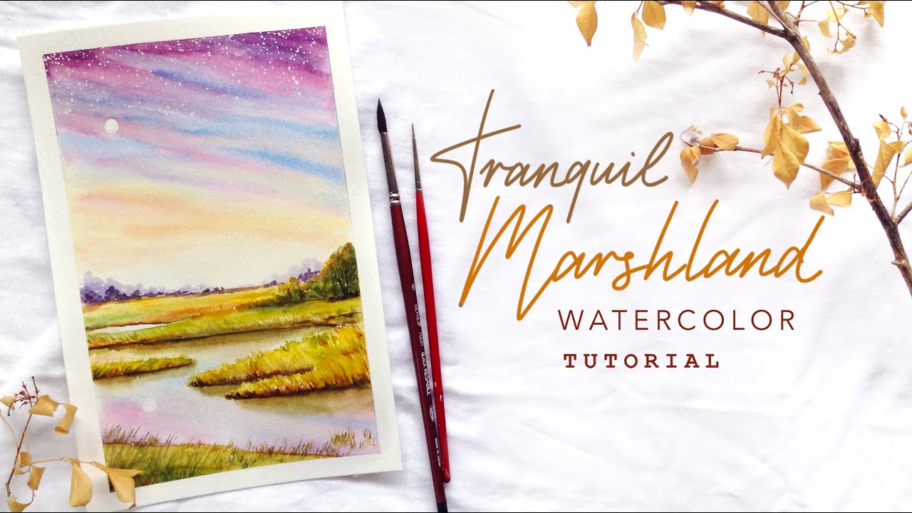 Tranquil Marshland Watercolor Landscape Tutorial