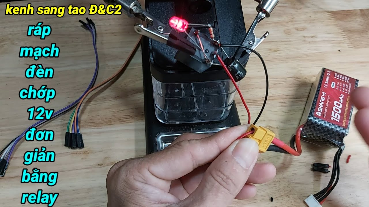 ráp mạch đèn chớp 12v sử dụng relay đơn giản
