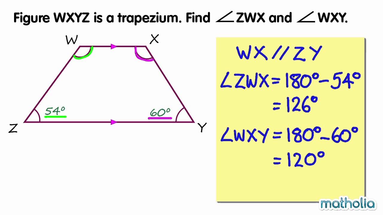 Finding Unknown Angles in a Trapezium