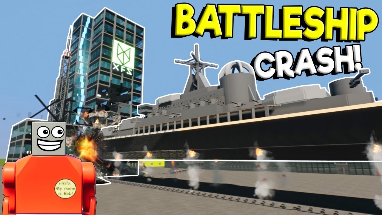 LEGO BATTLESHIP CUTS SKYSCRAPER IN HALF! - Brick Rigs Gameplay - Lego Building Destruction