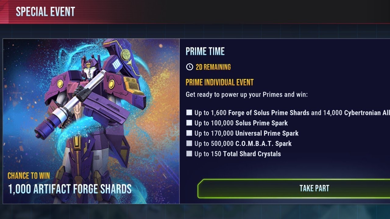 Специальное событие Transformers Earth Wars - Прайм-тайм