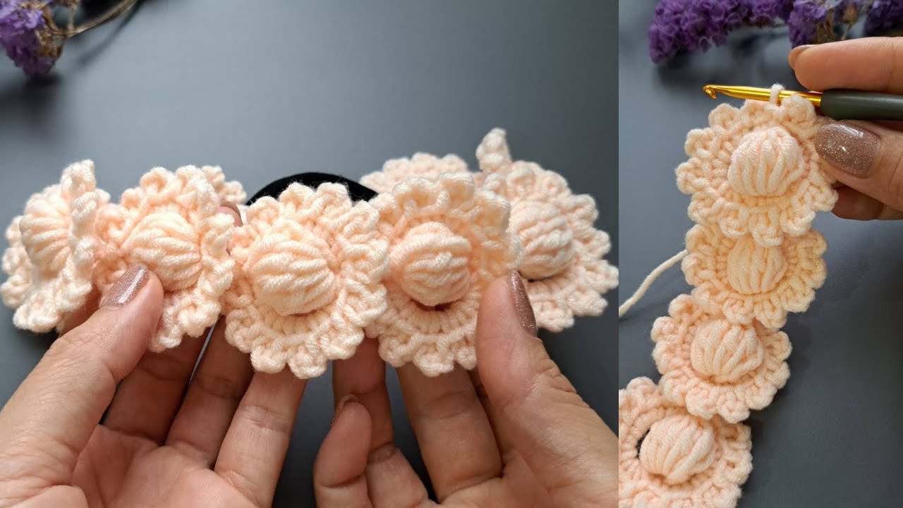 Fantastic!!💯👌 DIY crochet baby headband with beautiful flower pattern.