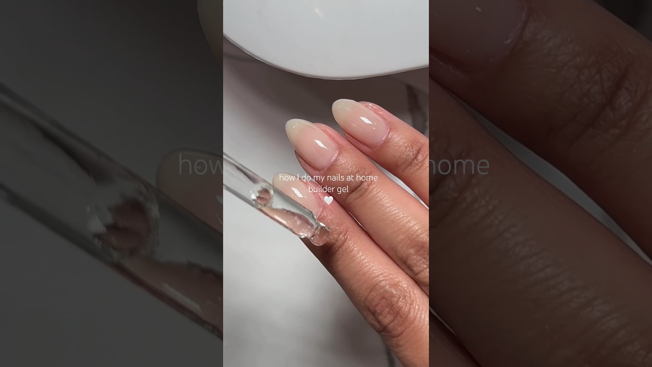 builder gel = the ultimate clean girl nail 🤍✨ #buildergelnails#diynails#nailtutorial#diybeauty