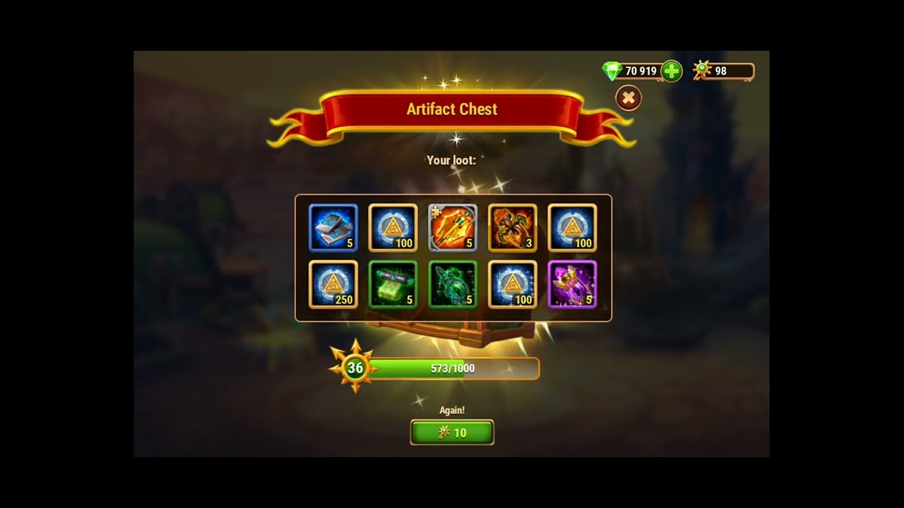 Open 100 Artifact chests, hero wars