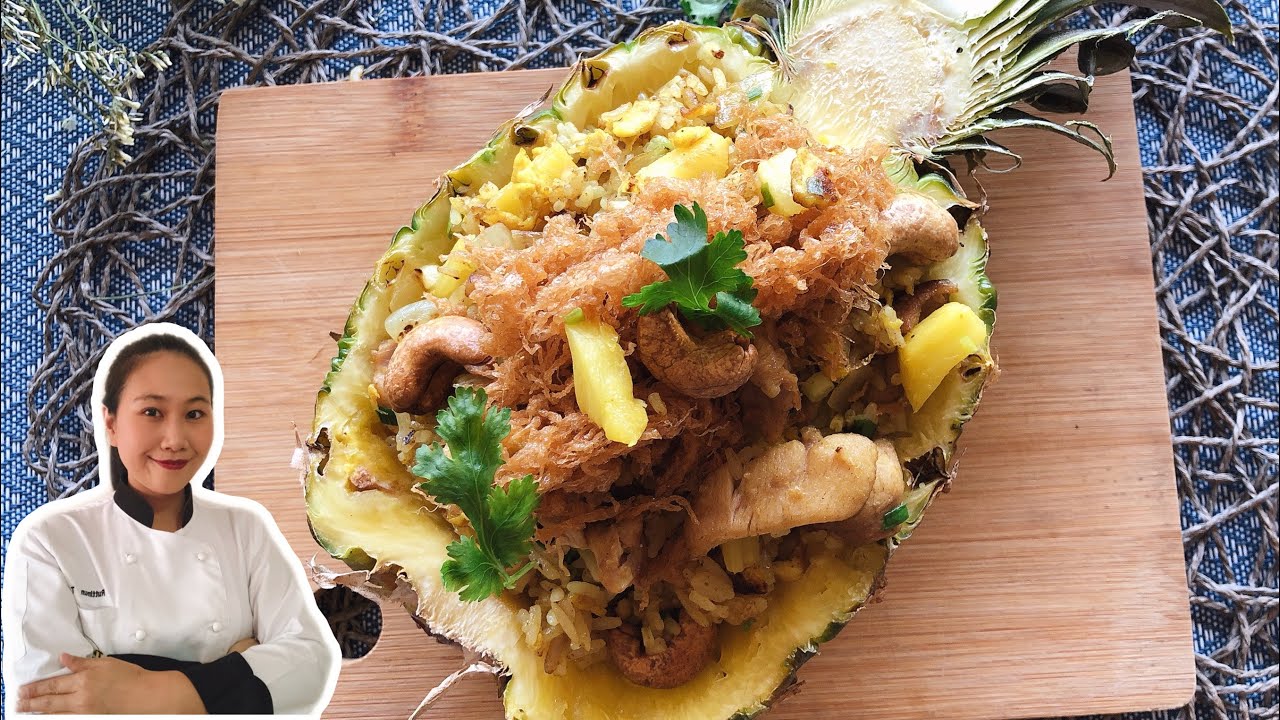 The BEST Pineapple Fried Rice Recipe in a Pineapple Bowl •How to Make Pineapple Bowl |ThaiChef Food