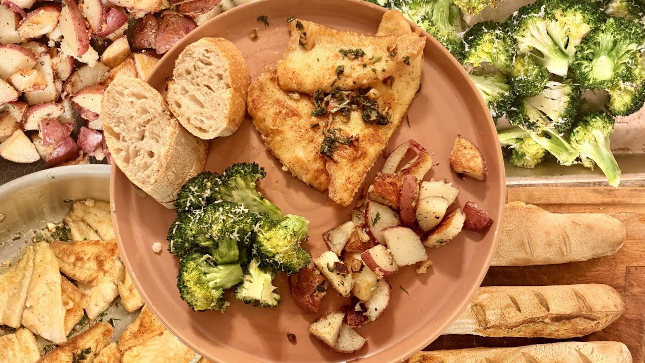 Lemon Butter Pan-Fried Sole | Fried Potatoes, Parmesan Broccoli & Homemade Sourdough Baguettes