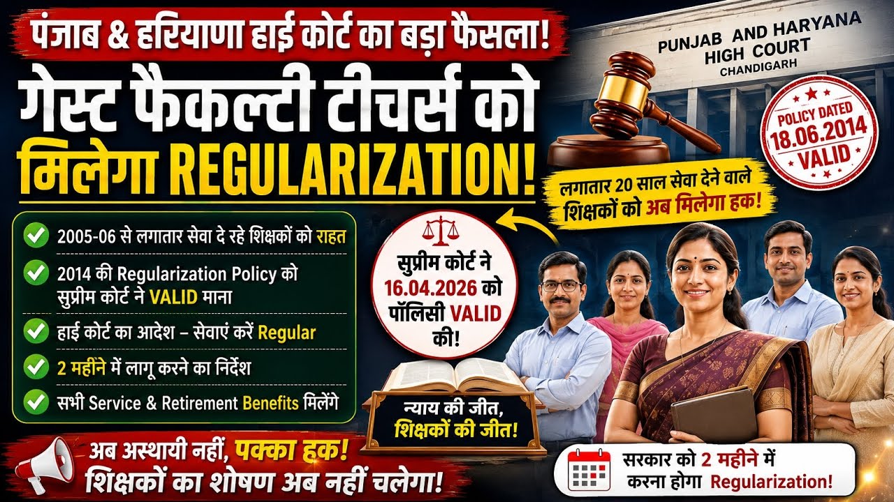 Major Decision by Punjab & Haryana High Court | Guest Faculty Teachers to be Regularized | Suprem...