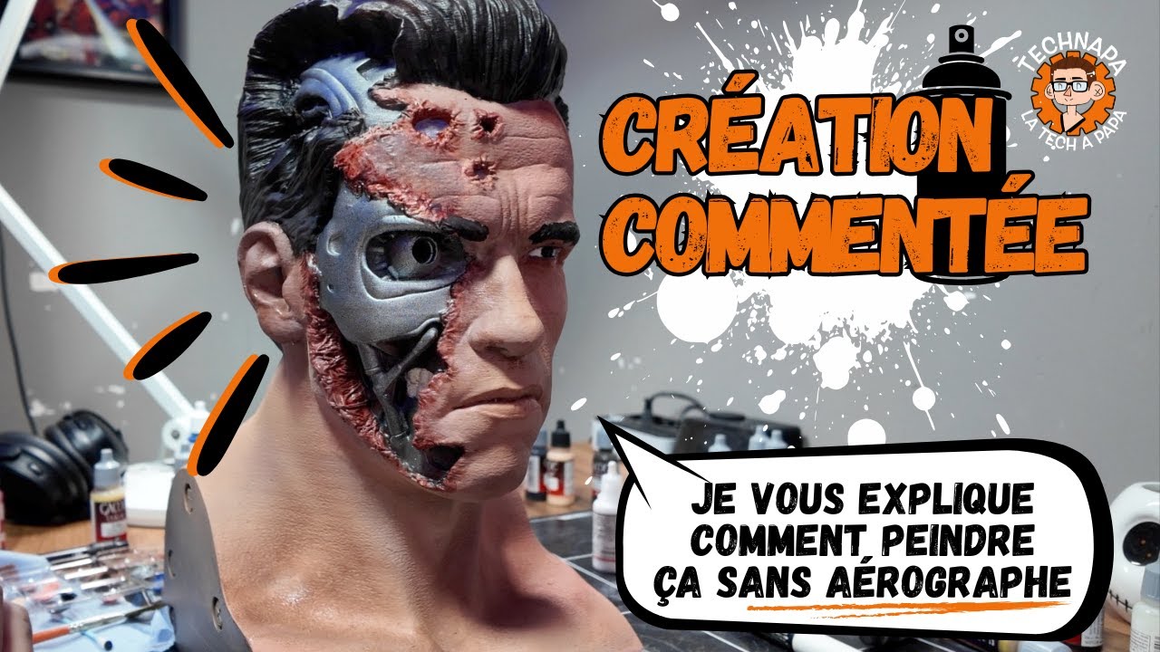 Je vous MONTRE pas à pas COMMENT J'AI PEINT ce buste imprimé en 3D d'Arnold Schwarzenegger