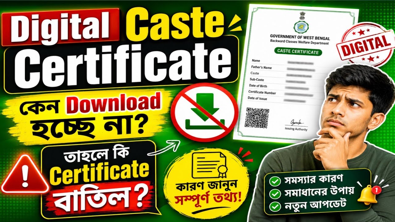 Caste Certificate Reverification | Certificate Download Error Problem | কিভাবে Download করবেন ? 