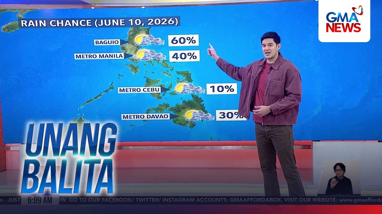 Вероятность дождя (10 июня 2026 г.) | Unang Balita