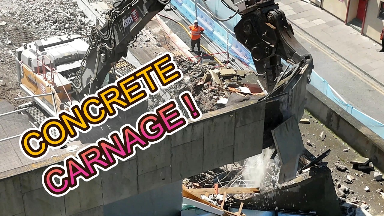Concrete Carnage – #blackpool Blackpool Demolition Drone Footage | Huge Excavator Destroys Buildings
