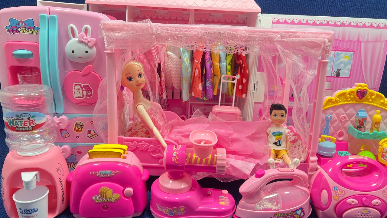 11 Minutes Satisfying with Unboxing Barbie Princess Pink House, Rock Bed Play Set Review Toys | ASMR