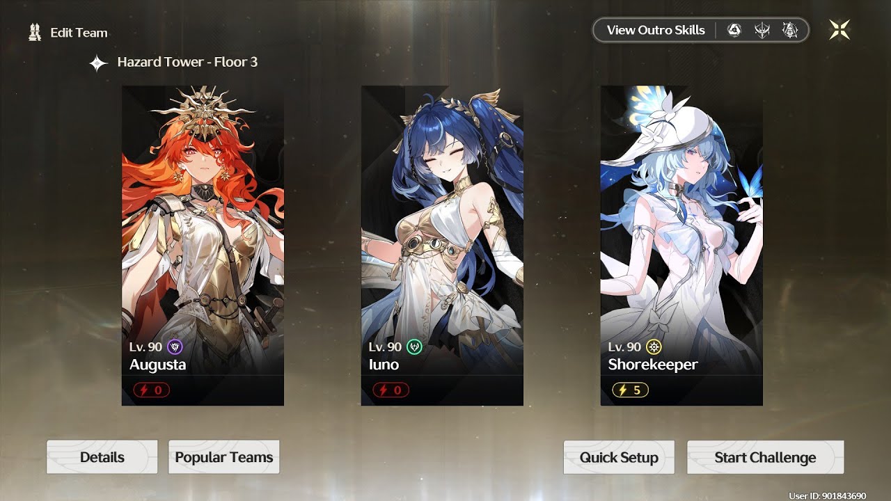 Wuthering Waves / 3.1 TOA / Middle Tower / Floor 4 / S0R0 Augusta and S0R1 Iuno - F2P
