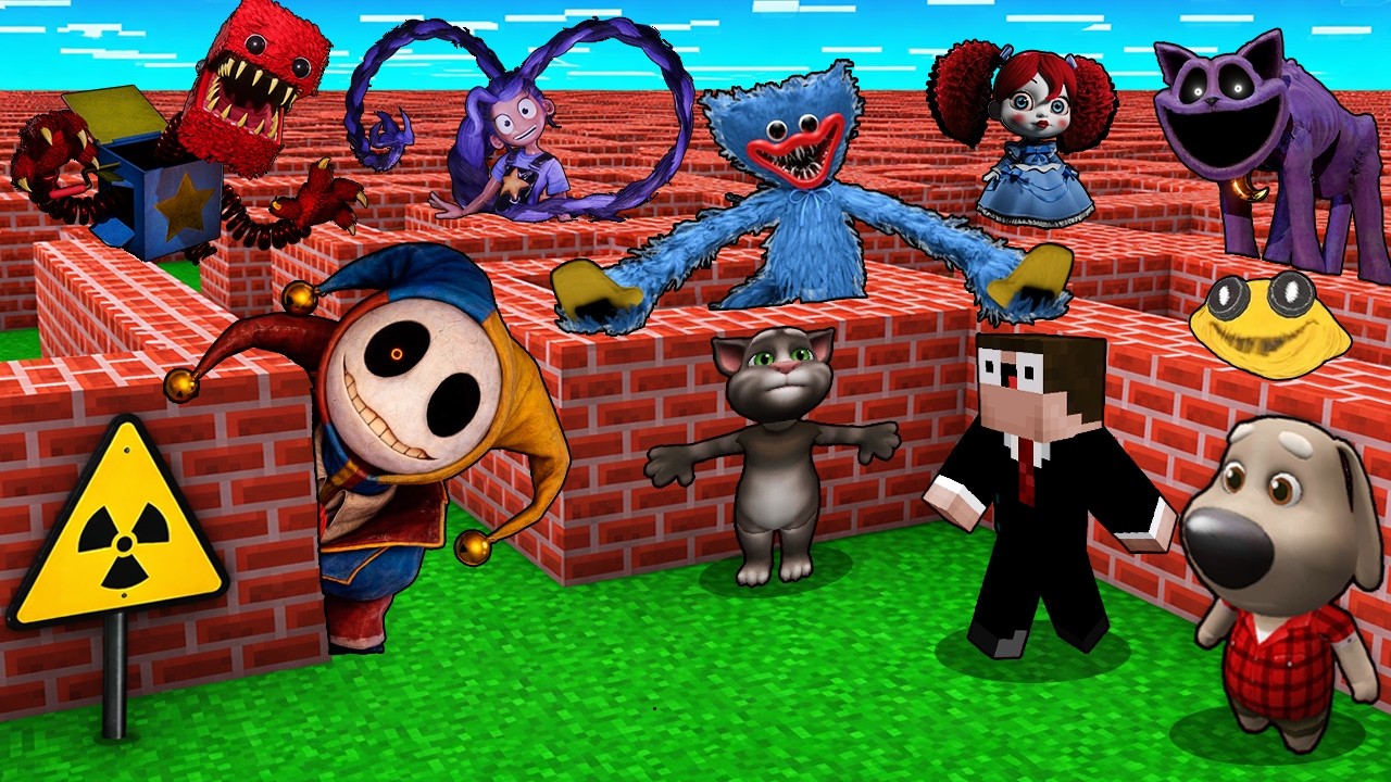 SURVIVAL in MAZE of Poppy Playtime Chapter 5 Prototype | Huggy Wuggy | Lilly Lovebraids in Minecraft