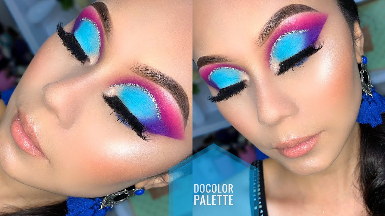 MAQUILLAJE HALF CUT CREASE ROSADO & CELESTE 2020