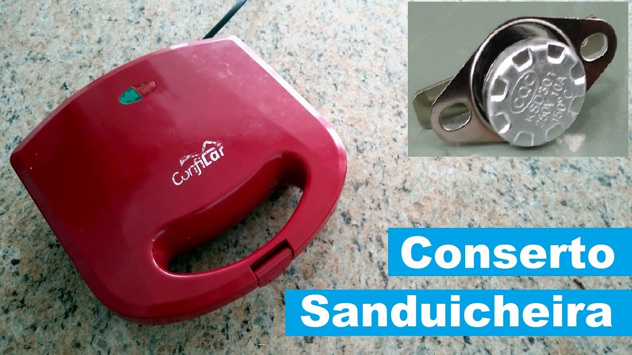 Conserto Sanduicheira não esquenta e com as duas luzes acesas (troca de termostato)