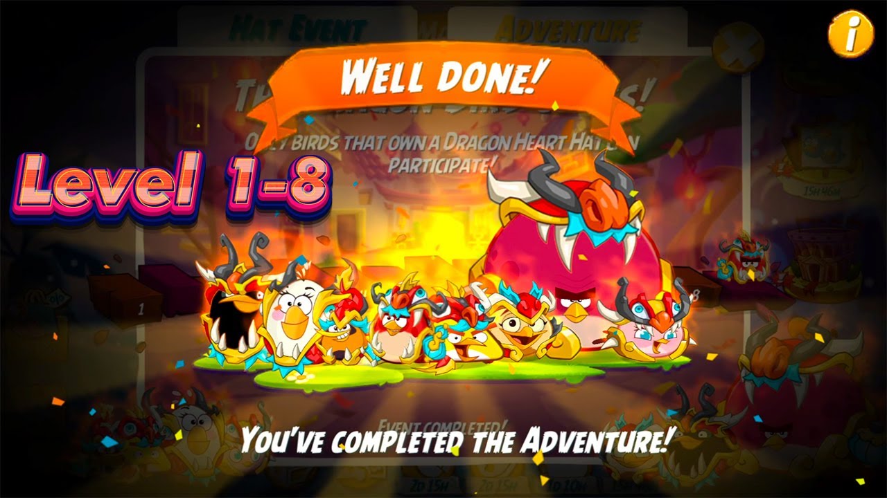 Angry Birds 2 Adventure - The Dragon Bird Comes! Level 1-8 walkthrough