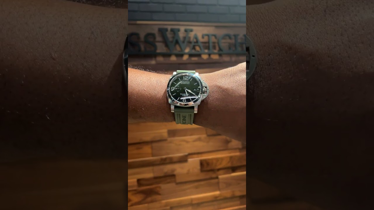 Panerai Luminor Marina Verde Smeraldo Steel Mens Watch PAM01356 Wrist Roll | SwissWatchExpo