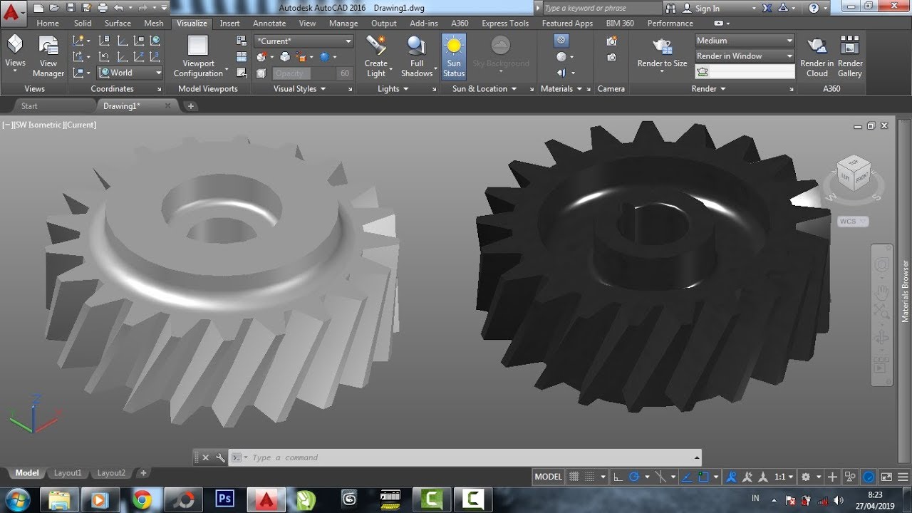 Cara membuat Roda Gigi miring 3dimensi AutoCAD