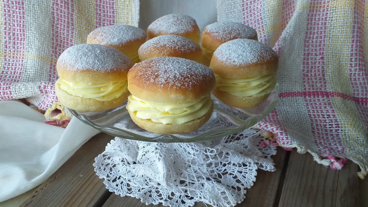 🌺 Krofne iz rerne sa vanil kremom - Baked donuts with vanilla cream 🌸