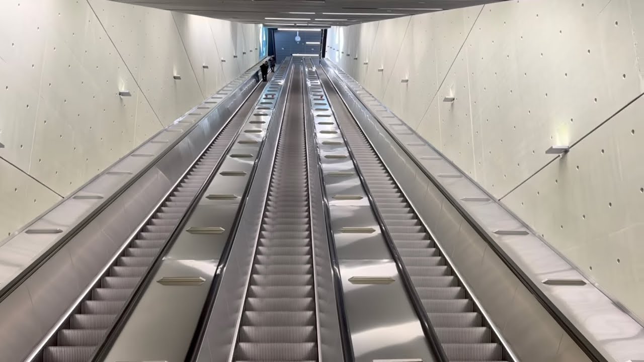Helsinki - Finland. 6x Kone Escalator ride in Finnoo Metro Station. 3 Very Long escalators!