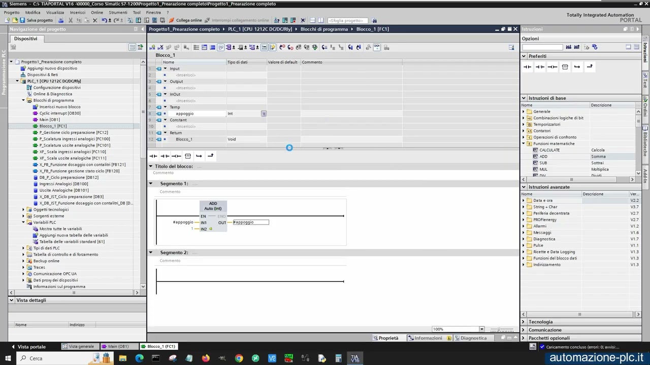 Corso di PLC - Differenza tra variabili temporanee e variabili d'istanza