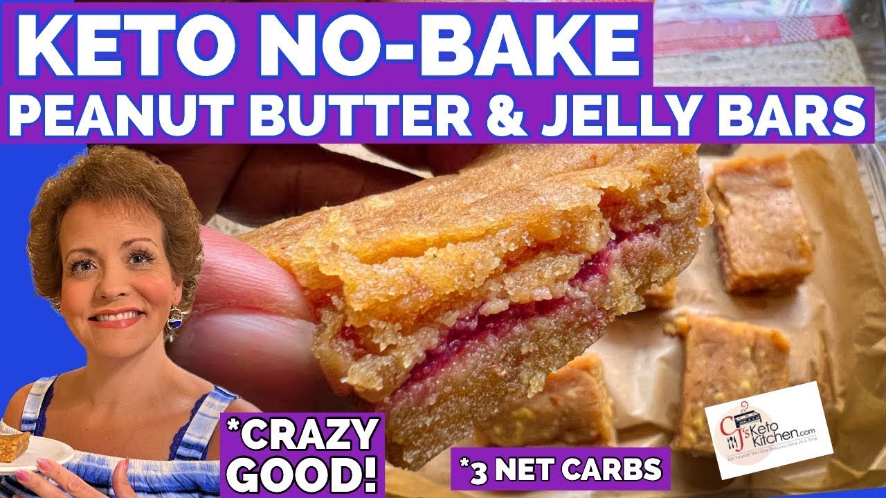 Keto NO-BAKE Peanut Butter & Jelly Bars