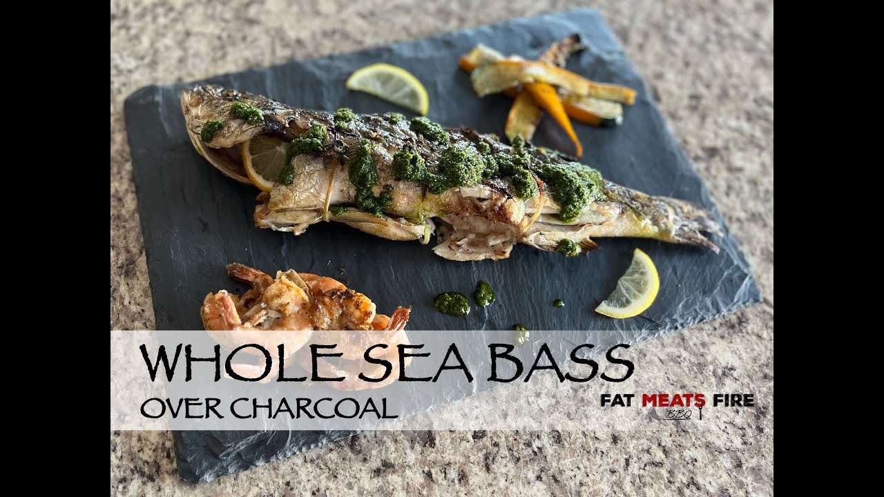 Whole Sea Bass and Shrimp on the Kamado Joe - Charcoal Grill