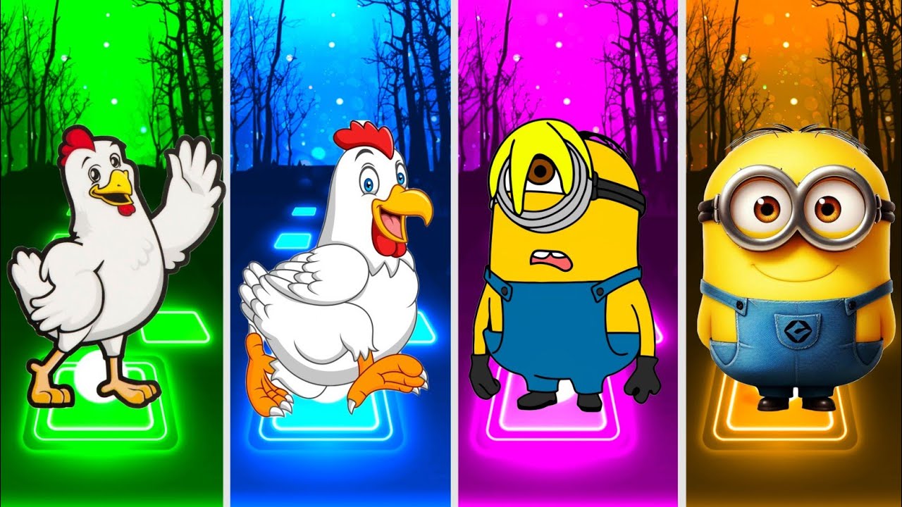 Chicken Song x Chicken Banana vs Minions Banana Cat x Minions Banana Dance - Tiles Hop Edm Rush 