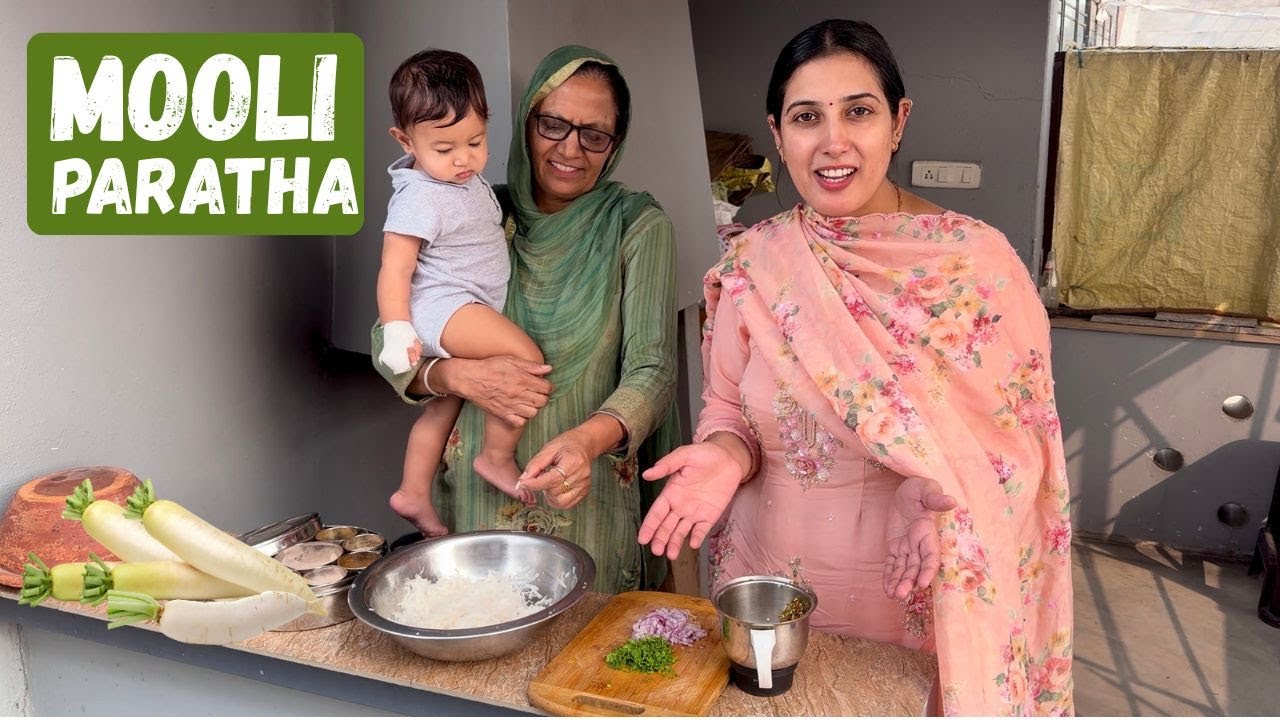 ਮੰਮੀ ਦਾ ਮੂਲੀ ਦੇ ਪਰੋਂਠੇ ਬਣਾਉਣ ਦਾ ਅਨੋਖਾ ਢੰਗ | MOOLI PARATHA RECIPE | My Husband Fav Mooli Ka Paratha