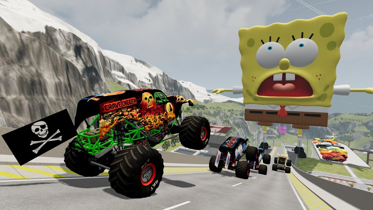 RMD Random Car # Monster Truck Jumps And Crashes #010 BeamNG Drive  #USA